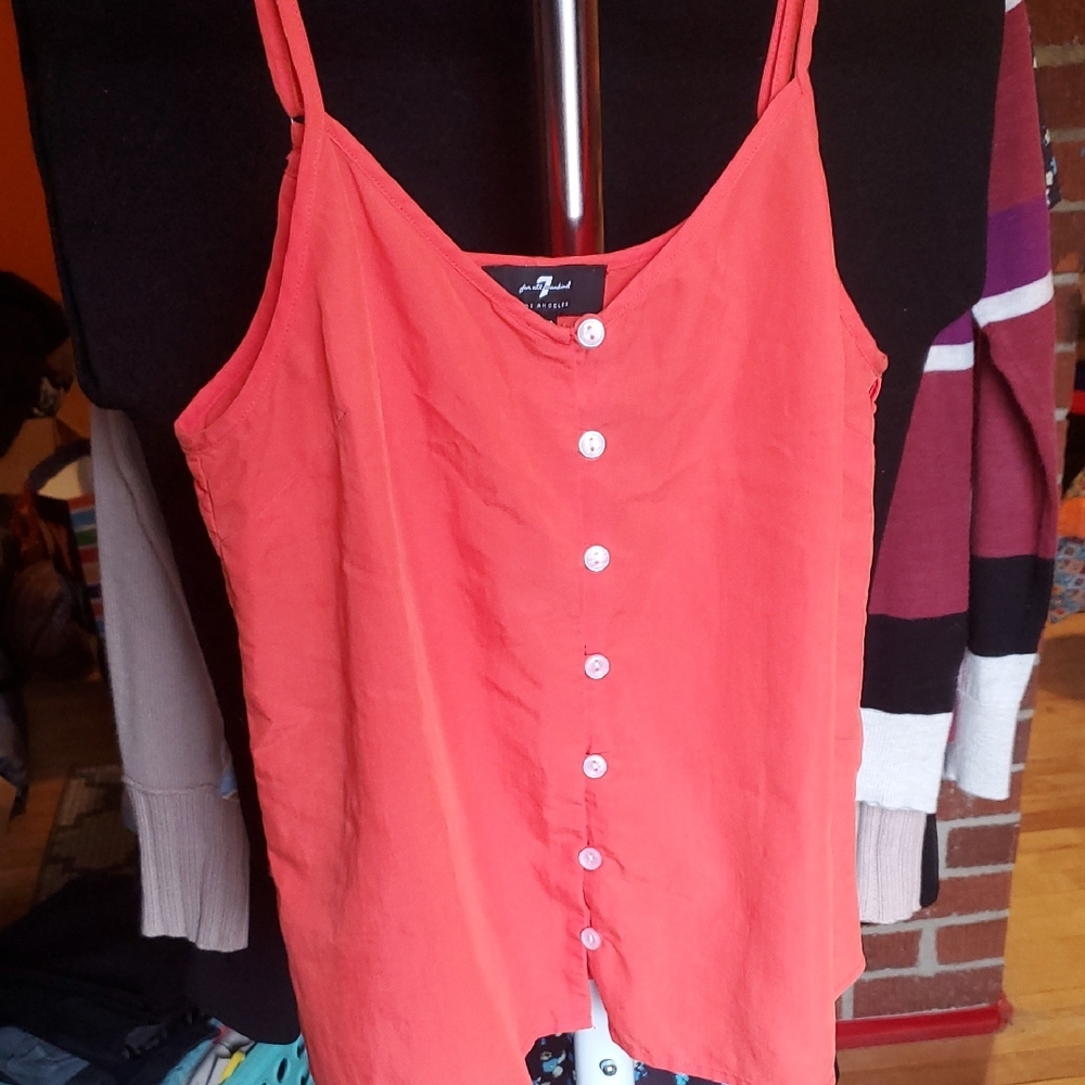 Coral Button-Down Camisole Top